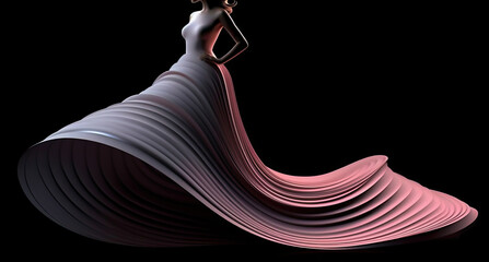 girl posing dancing with a beautiful abstract costume on a black background