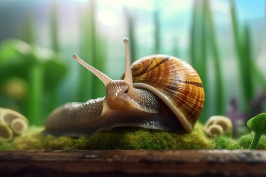 Happy Snail in Cinematic Shot. Generative AI