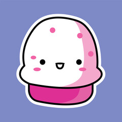 cute kawaii pink ice cream cake cartoon sticker for children toys