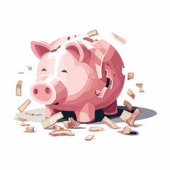 A piggy bank with coins falling