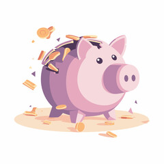 A piggy bank with coins falling