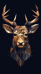 Origami Deer on Dark Background. Generative AI