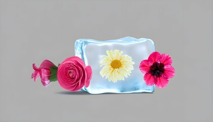 flower in a ice ,, AI generated 