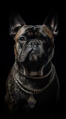 Grungeon Style Dog on Dark Background. Generative AI