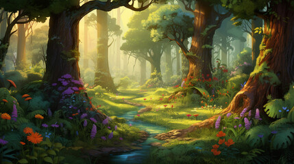 Obraz na płótnie Canvas A magical forest where legends whisper among wallpaper