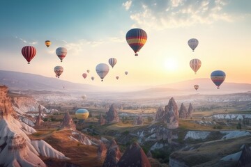 Air balloons fly dream. Generate Ai