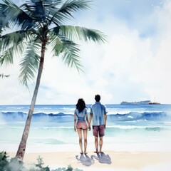 Asian couple banner. Generate Ai