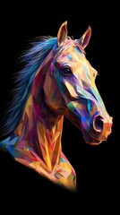 Abstract Horse Galloping on Dark Background. Generative AI