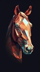Low Poly Horse on Dark Background. Generative AI