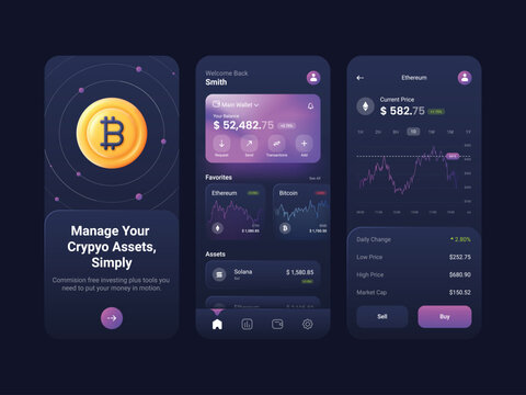 Trading app ui bitcoin concept full editable template