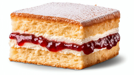 Victoria-Sandwich: Britischer Biskuitkuchen mit Marmelade und Schlagsahne auf wei&szlig;em Hintergrund with Generative AI