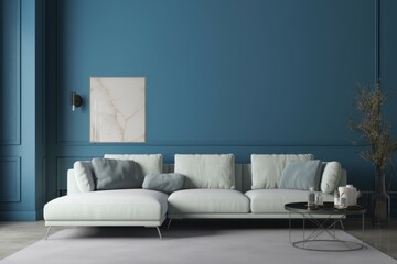 Blue room sofa. Generate Ai