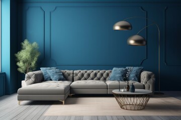 Blue room sofa. Generate Ai