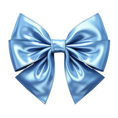 blue ribbon bow isolated on transparent background cutout