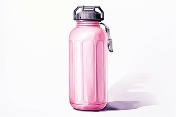 Watercolor pink fitness bottle. Generate Ai