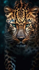 Vintage Leopard on Dark Background. Generative AI
