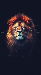 Pixelated Lion Roaring in Focus. Generative AI