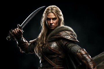 Woman viking warrior armor. Generate Ai