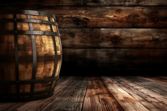 Wood whiskey barrel. Generate Ai