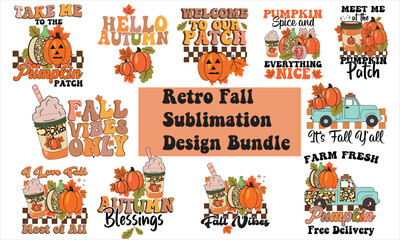 Fototapeta premium Retro Fall T-Shirt Design Bundle