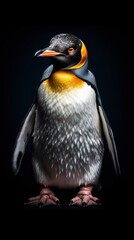 Realistic Penguin on Dark Background. Generative AI