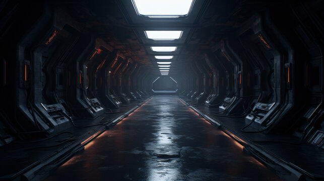 Dark Spaceship Interior Bridge