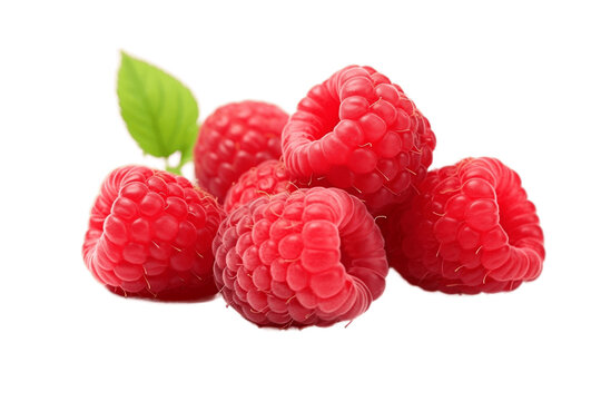 Raspberries on White Back ground Isolated on Transparent Background Generative AI