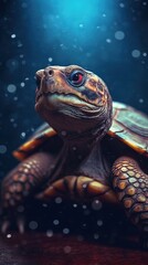 Fototapeta na wymiar Grungeon Turtle on Dark Background. Generative AI