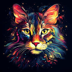 A charismatic cat with large expressive eyes wallpaper. Generative Ai content