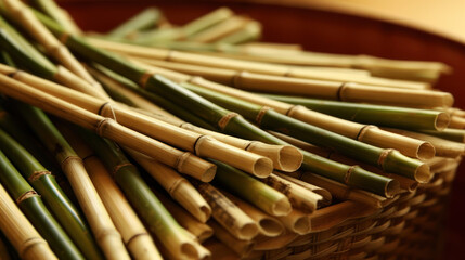 Fototapeta premium Bamboo canes in a wicker basket