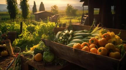 Freshly harvested vegetables from a family garden