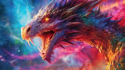 Capturing the Excitement and Energy of a Dragon in Bold and Vibrant Colors AI Generated