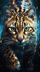 Vibrant Leopard Cat in Action AI Generated