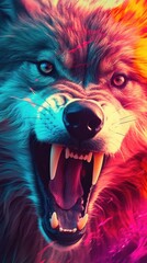 Vibrant Wolf in Action AI Generated
