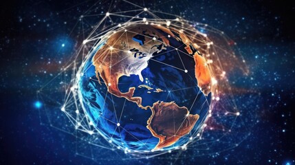 Global Telecommunications Network Around Planet Earth AI Generated