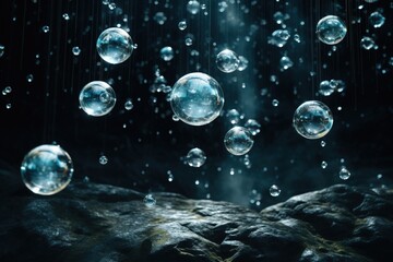 Crystal orbs floating in zero gravity environment