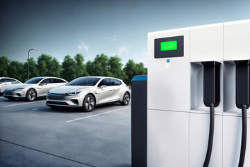 EV charging station for electric car in concept of green energy 