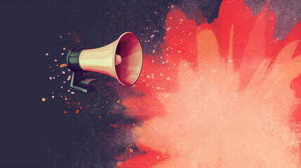 Megaphone speaker or loudspeaker bullhorn for announce promotion, mockup. megaphone icon, render for alert and announcement on color background