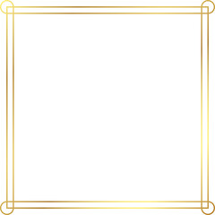 Decorative gold square frame in vintage style, png transparent.