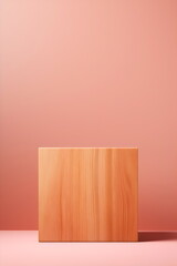 wooden block with copy space isolated plain pink studio background, made with generative ai	