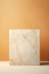 marble stone block isolated plain yellow studio background, made with generative ai	