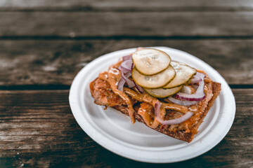 Delicious swedish snack on a white paper plate