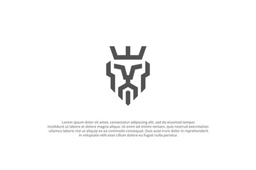 logo rigid lion minimal abstract king crown