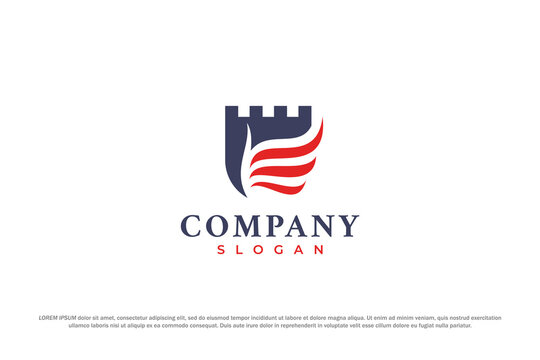 logo shield wing fort flag american color blue red