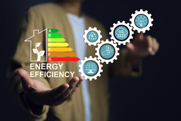 User with energy efficiency labeling, which the energy efficiency rating of residential home and...