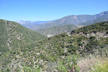Fototapeta na wymiar San Gabriel mountains viewed from Glendora Mountain in July 2023. 