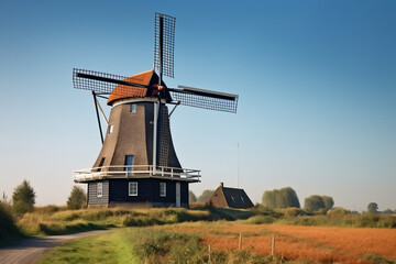 Plakat dutch windmill in the country