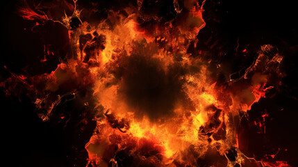 Religious concept of fiery hell. Flaming background of demonic evil. AI generated. - obrazy, fototapety, plakaty