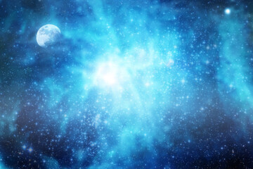 Obraz na płótnie Canvas blue universe and moon 