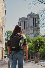 Fototapeta na wymiar Caminando hacia Notre Dame de parís